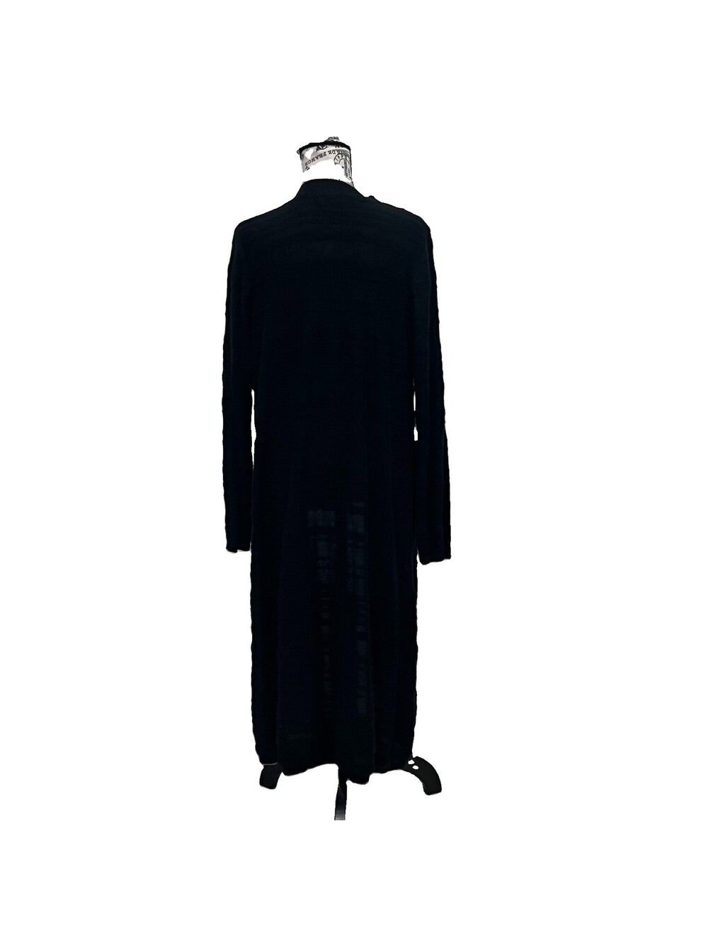 Very J Black Longline Duster Cardigan Sweater Large Boho Goth Hippie Layer - Picture 5 of 9